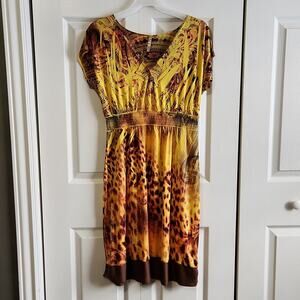 Vintage Fresh Of LA Women's Multi-colored Cap Sleeve Knee Length Dress Size P/L